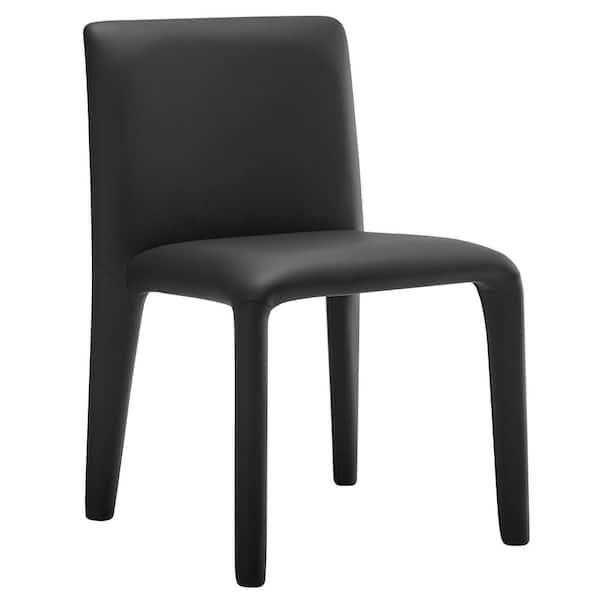 Rhodes Fully Upholstered Dining Chair in Black-Vegan Leather Dining Chair for Living Room