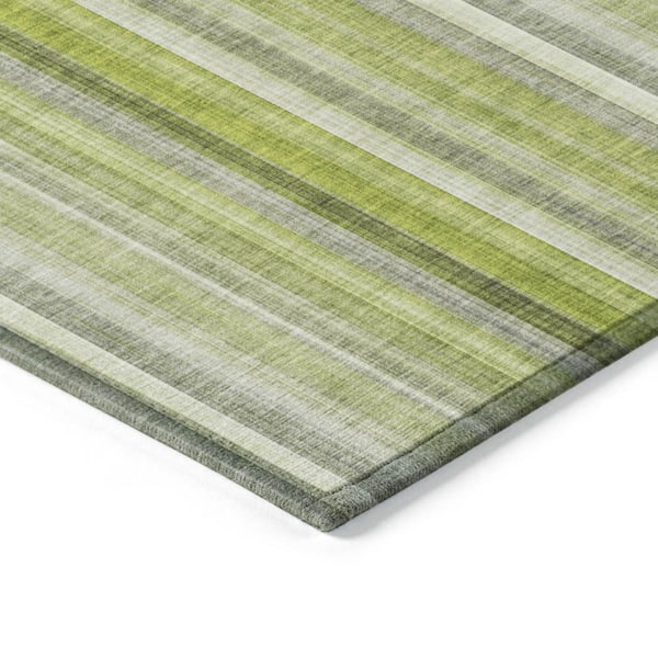 Green 10 ft. x 14 ft. Woven Striped Rectangle Indoor/Outdoor Area Rug