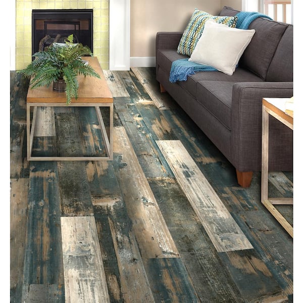 COLORS Glue Down Floor and Wall DIY Swing Wood Aged 6 in. x 36 in. Multi-Tonal Luxury Vinyl Plank (30 sq. ft./case)