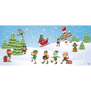 7 ft. x 16 ft. North Pole Elves-Christmas Garage Door Decor Mural for Double Car Garage