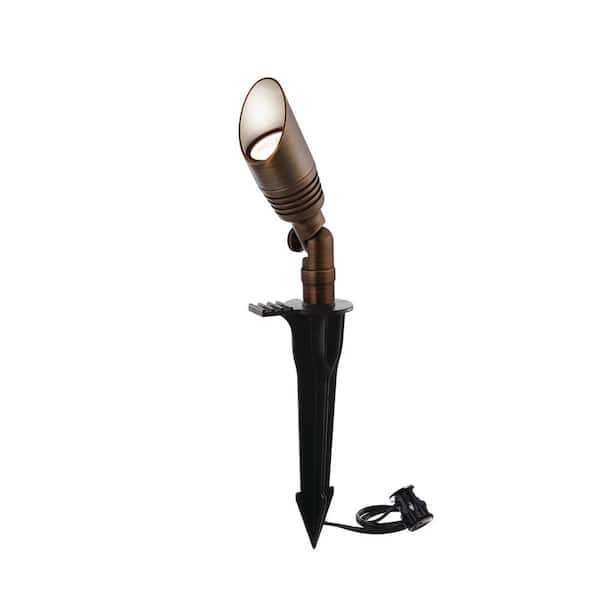 300-Lumen Brass Low Voltage Hardwired Integrated LED 2700K Warm White Outdoor Landscape Spotlight