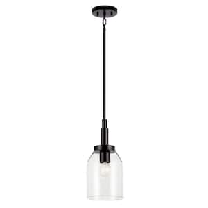Madden 1-Light Black Modern Kitchen Hanging Mini Pendant Light with Clear Glass
