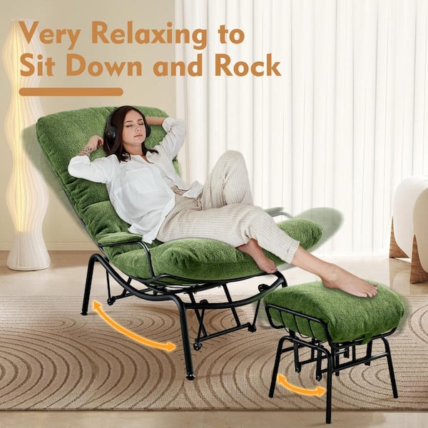Allwex Oren Green Cloud Velvet Modern Lazy Armchair Recliner