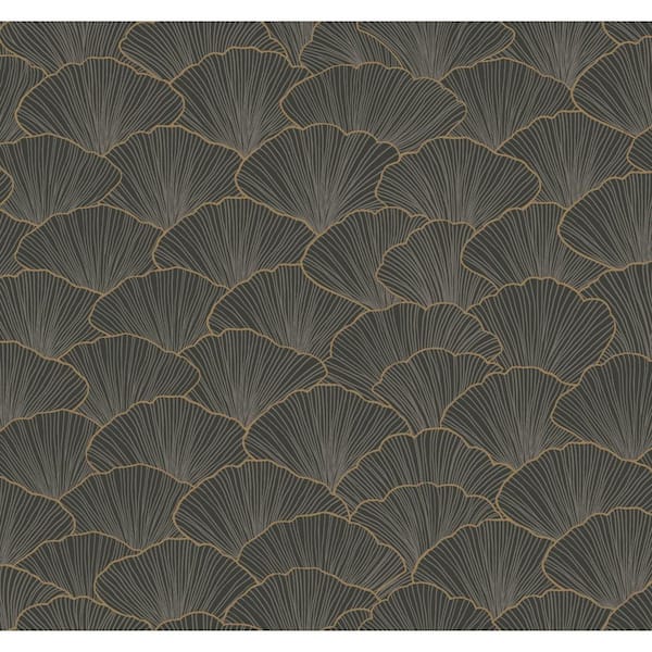 Grey Luminous Gingko Paper Unpasted Matte Wallpaper (27 in. x 27 ft.)