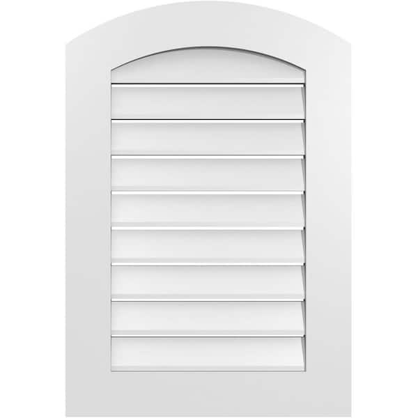 Ekena Millwork 22" x 30" Arch Top Surface Mount PVC Gable Vent: Non-Functional with Standard Frame