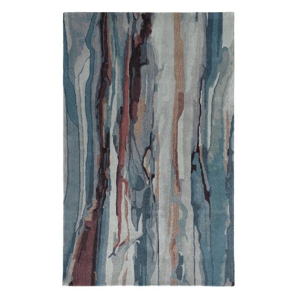 2 ft. x 8 ft. Blue, Orange Abstract Area Rug