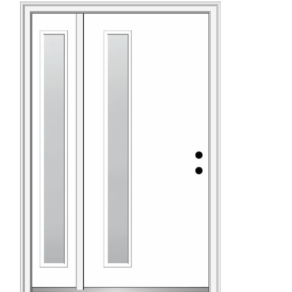 MMI DOOR Viola 48 in. x 80 in. Left-Hand Inswing 1-Lite Frosted Glass Primed Fiberglass Prehung Front Door on 4-9/16 in. Frame