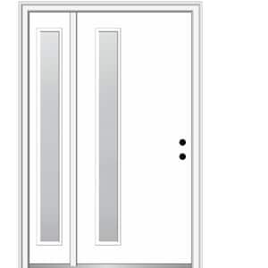 Viola 48 in. x 80 in. Left-Hand Inswing 1-Lite Frosted Glass Primed Fiberglass Prehung Front Door on 6-9/16 in. Frame
