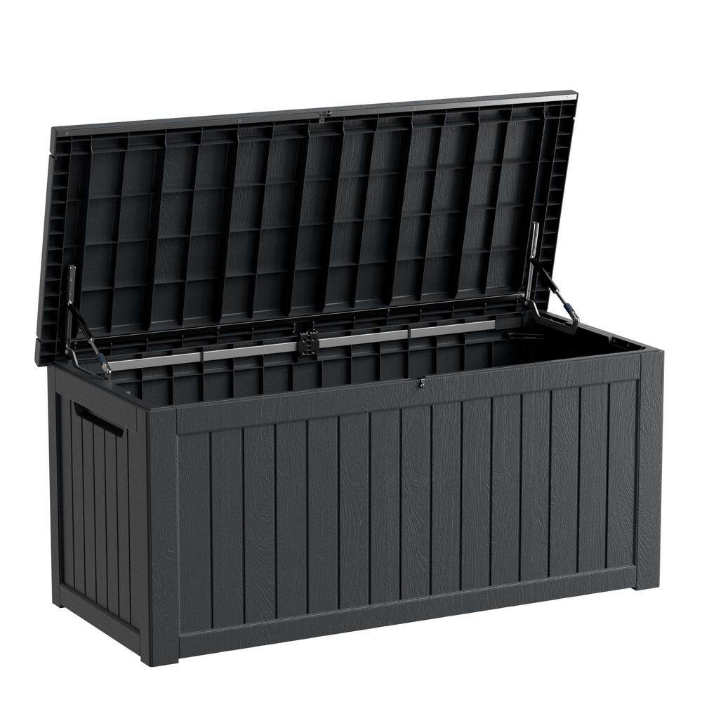 230 Gal. Outdoor Large Water Resistant Black Resin Deck Box for Patio Furniture, Garden, Pool price history on PriceWatchPro
