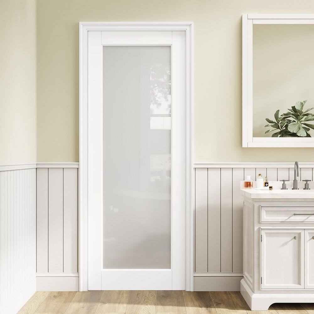 Separates Frame ARK DESIGN 30 in. x 80 in. Left-Hand 1-Lite Frosted Glass White Solid ...