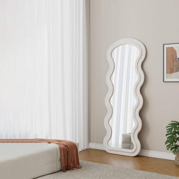 Afoxsos Cream White 24 in. W x 63 in. H Rectangle Wavy Full Length