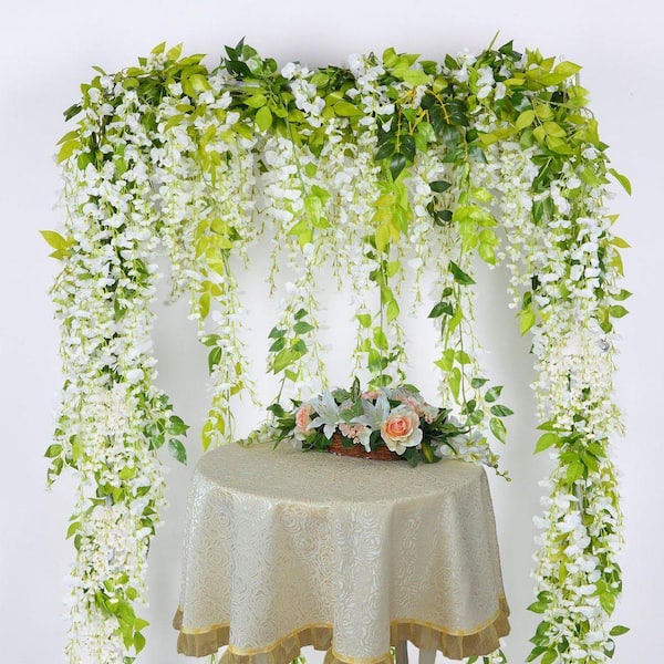 4-Piece Set 7. 2ft White Artificial assorted flower Garland LX0154