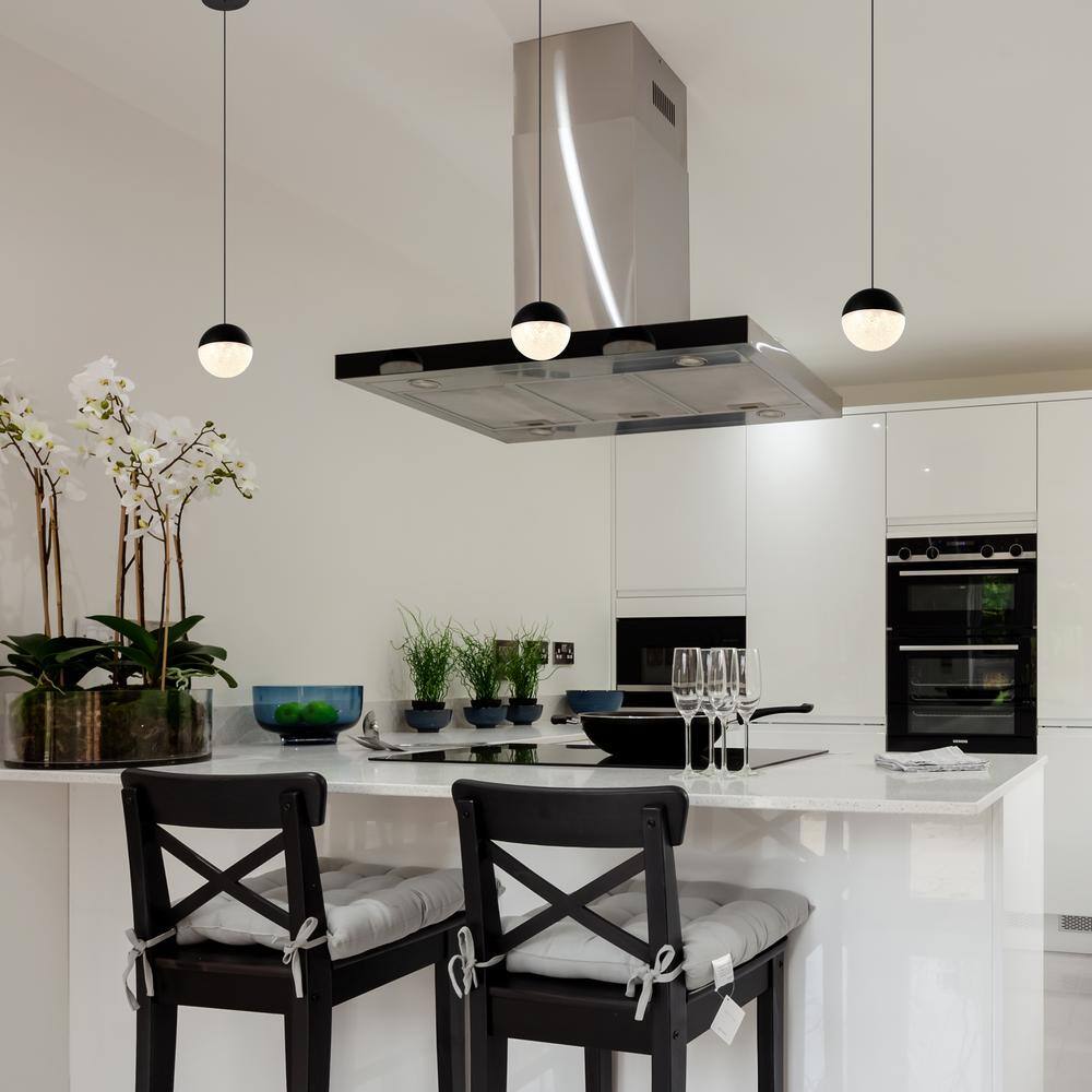 Matte Black Glass LED Jar Pendant Light
