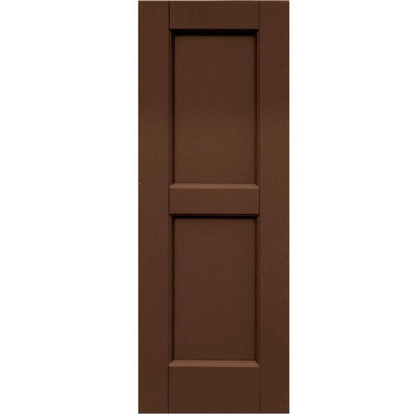 Winworks Wood Composite 12 in. x 33 in. Contemporary Flat Panel Shutters Pair #635 Federal Brown