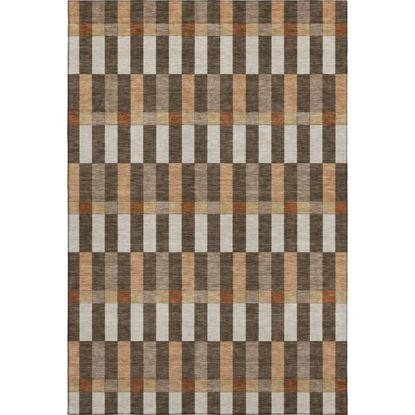 Mayfield Premium Machine Washable Abstract AMF2548 Chocolate 10 ft. x 14 ft. Area Rug