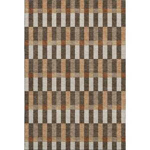 Mayfield Premium Machine Washable Abstract AMF2548 Chocolate 8 ft. x 10 ft. Area Rug