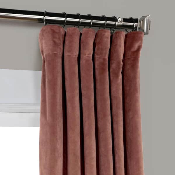 Wild Rose Velvet Rod Pocket Room Darkening Curtain - 50 in. W x 96 in. L Single Panel Window Velvet Curtain