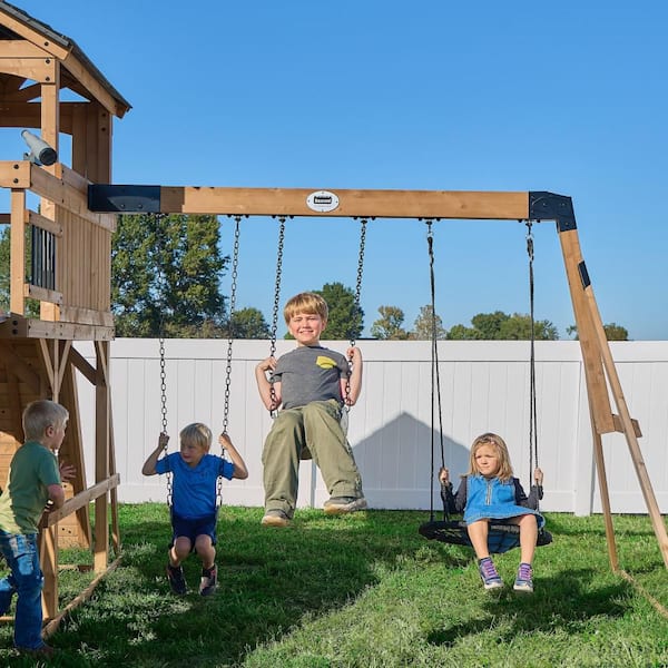 Backyard Discovery Dover Bay Spruce Wood Outdoor Swing Set Playset