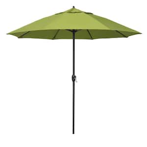 9 ft. Bronze Aluminum Market Patio Umbrella with Fiberglass Ribs and Auto Tilt in Macaw Sunbrella