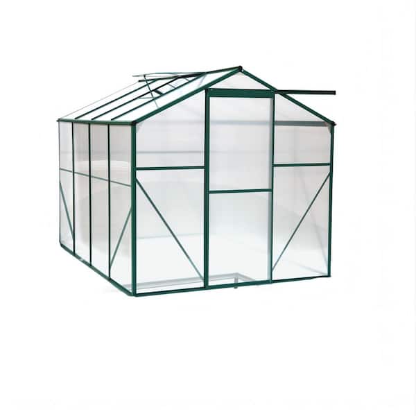 Polycarbonate Walk-in Greenhouse 6.2 ft. W x 8.3 ft. D x 6.6 ft. H Aluminum Double Door Green Greenhouse
