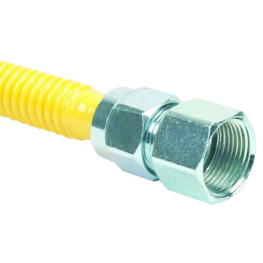 48" Yellow Polymer-Coated Stainless Steel Gas Connector