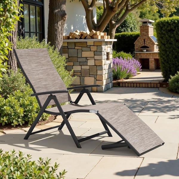 Crestlive Products 1-Piece Metal Adjustable Outdoor Chaise Lounge in Esspreso