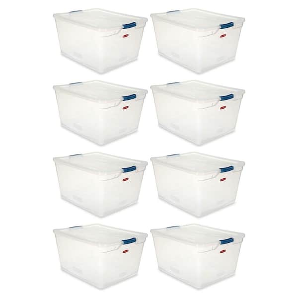 Details about   Rubbermaid Cleverstore 71 Qt Latching Plastic Storage Container & Lid 4 Pack 