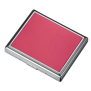 Saturn Chrome with Vibrant Pink Stainless Steel Cigarette Case (18-Cigarettes)