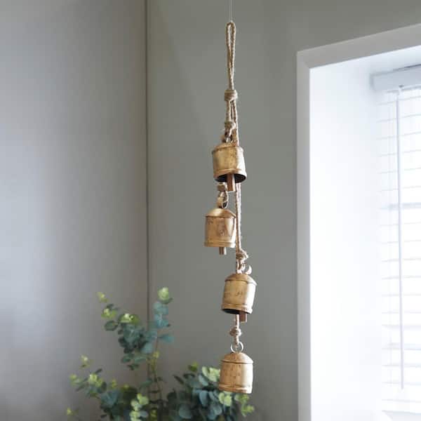 IOWER Cute Wall Hanging Macrame Wall Hanging Brass Wall Art Tassel Handmade Home Décor (Gold)