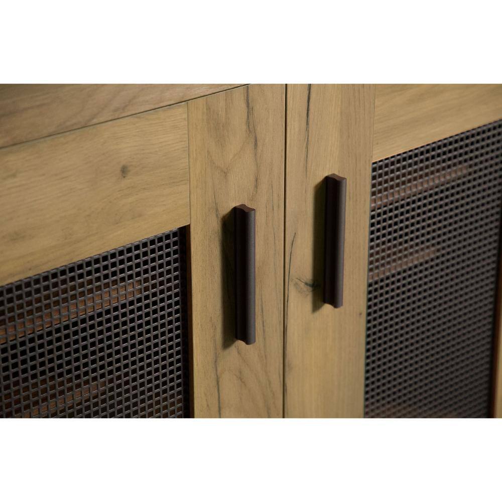Golden Oak Brown Freestanding Accent Cabinet with Adjustable Shelving
