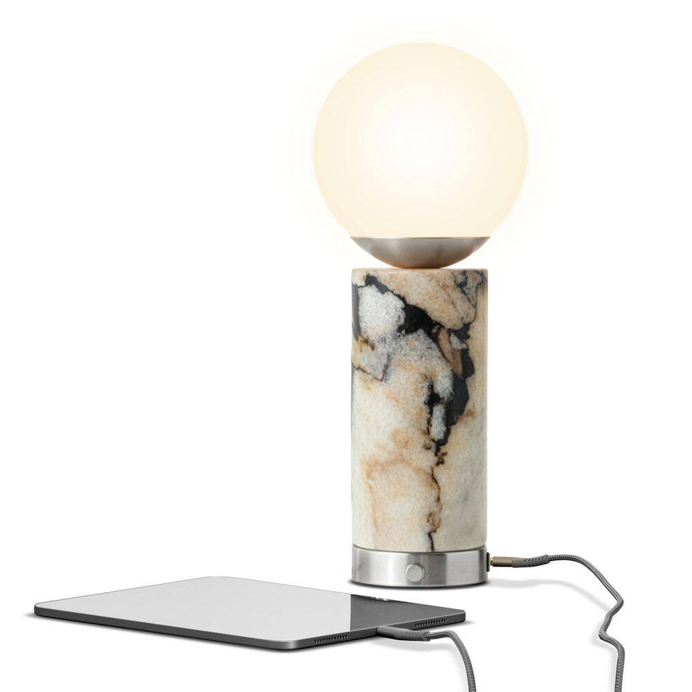 Aspen 14.5 in. White Mid-Century Modern Integrated LED Bedside Table Lamp with Built-In 3-Way Dimmer price history on PriceWatchPro
