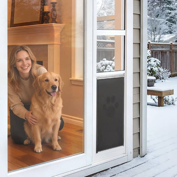 23.62 in H x 13.62 W Adjustable Sliding Glass Dog Door, Suitable for Large Dogs, Aluminum Frame Pet Doors