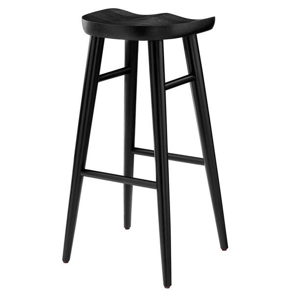 MODWAY Saville 32 in. in Black Backless Wood Bar Stools - Set of 2