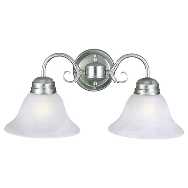 Design House Millbridge 2-Light Satin Nickel Sconce with Alabaster Glass Shade