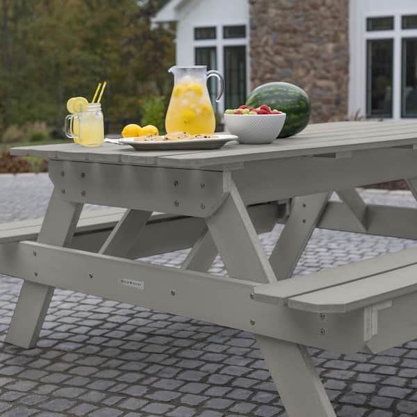 Highwood Hometown Plastic Outdoor Picnic Table Harbor Gray AD-TBL
