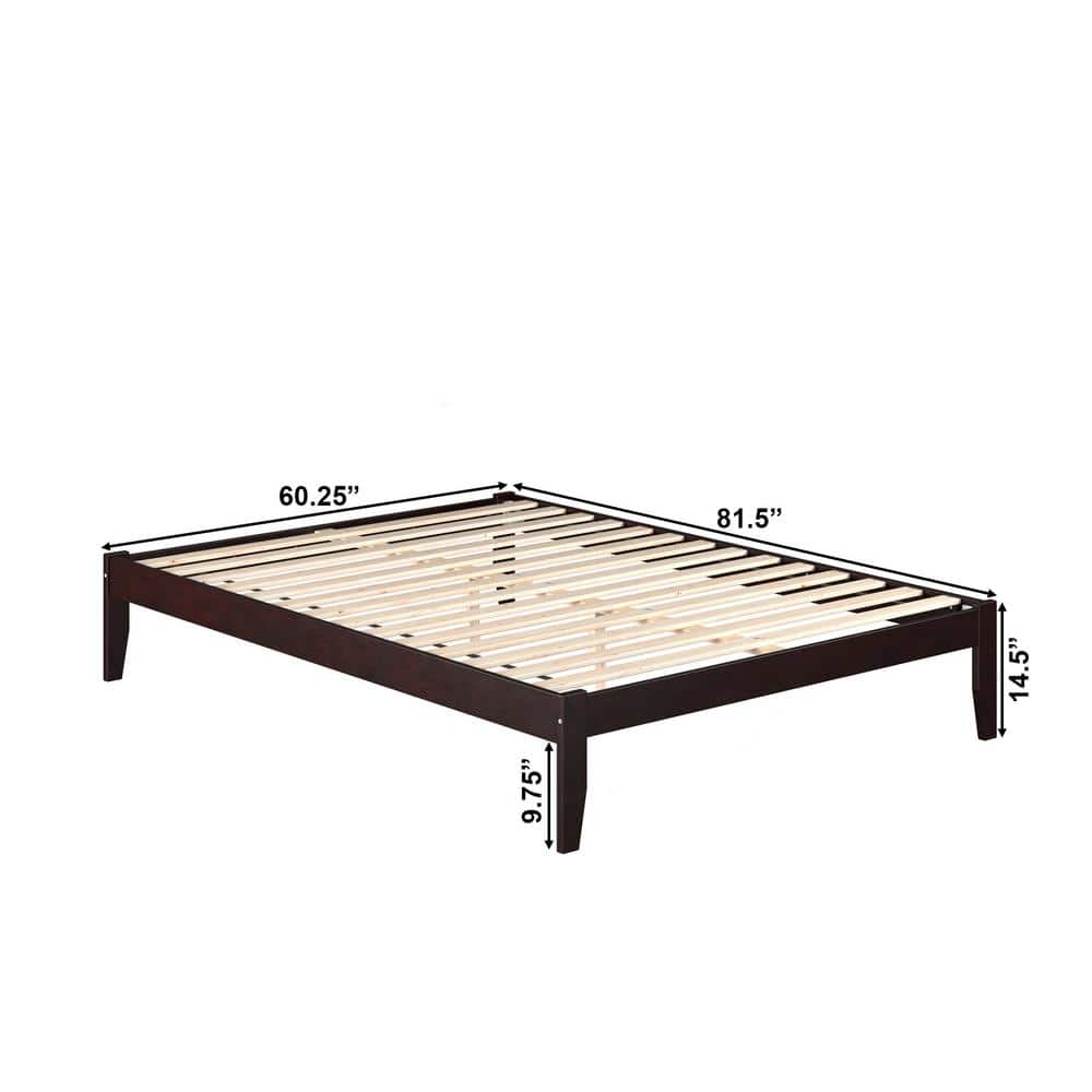Espresso Queen Wood Frame Bed with USB Charger