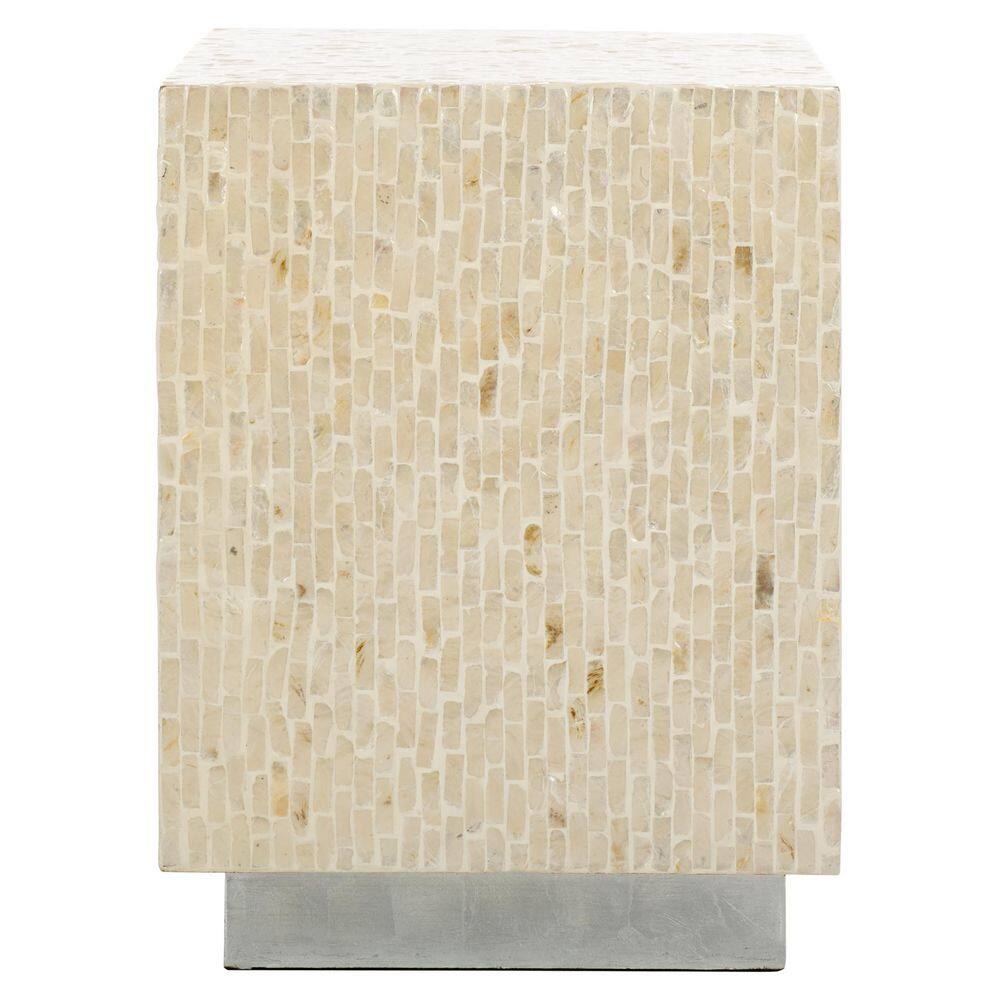 Scarlett 14.2 in. Natural/Silver Square Wood End Table - thumbnail 3