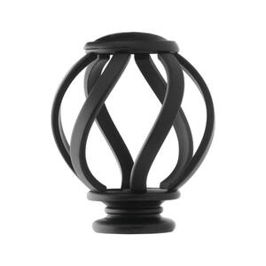 Mix and Match Swirl Cage 1 in. Curtain Rod Finial in Matte Black (2-Pack)