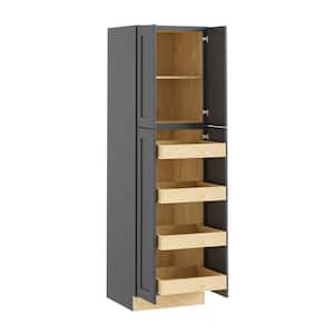 Newport Deep Onyx Plywood Shaker Assembled Pantry Kitchen Cabinet ROT Soft Close 24 in W x 24 in D x 84 in H