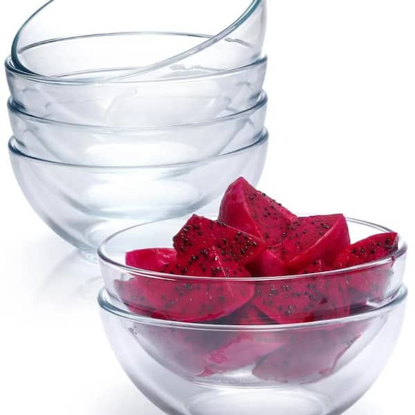 PRIMEPLUS (16 fl. oz. ) Clear Glass Cereal Bowls for Kitchen Microwave and Oven Safe, Set of 6