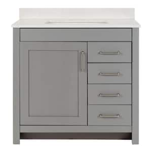 Westcourt 37 in. W x 22 in. D x 39 in. H Single Sink  Bath Vanity in Sterling Gray with Pulsar  Stone Composite Top