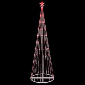 108 in. Christmas Red LED Animated Lightshow Cone Tree with 274 Lights and Star Topper