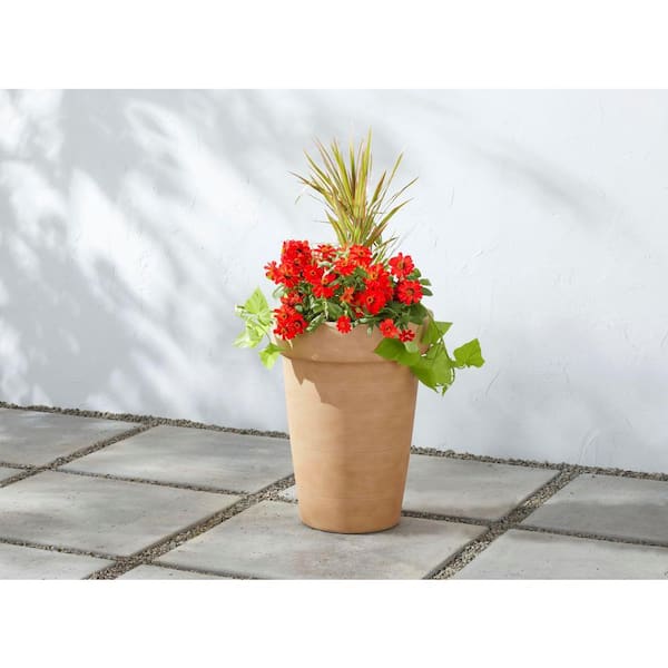 15.6 in. Ferndale Large Terracotta Orange Decorative Resin Planter (15.6 in. D x 20.6 in. H)