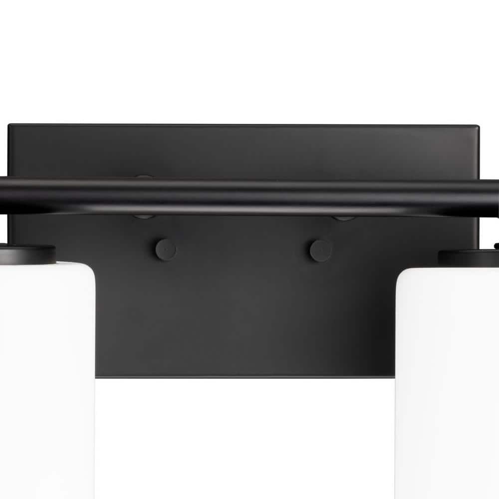 Textured Black Six-Light Bath Vanity with Etched Glass Shades
