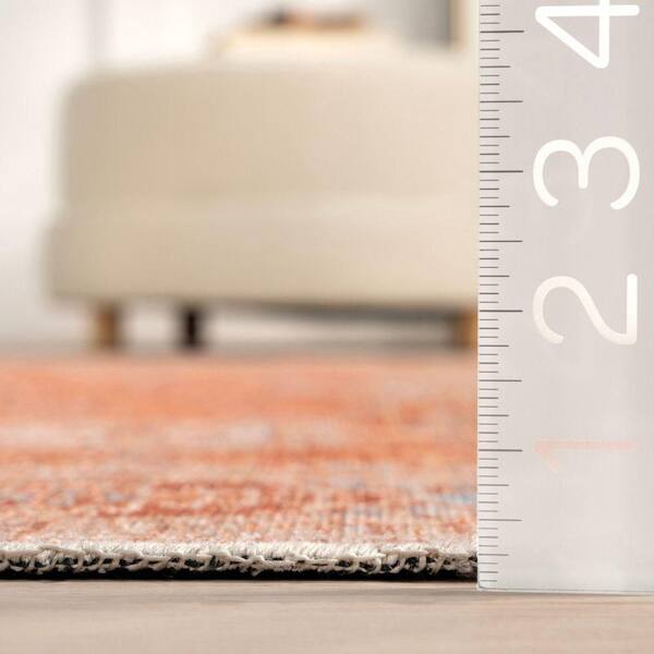 RUGS USA Kaski Geometric Machine Washable Area Rug Peach 8 ft. x