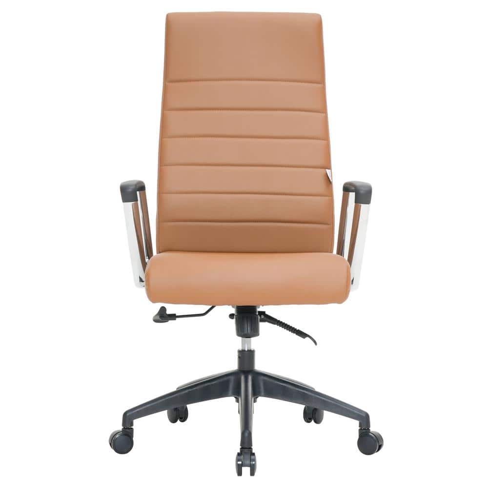 Hilton High-Back Swivel Leather Office Chair in Light Brown