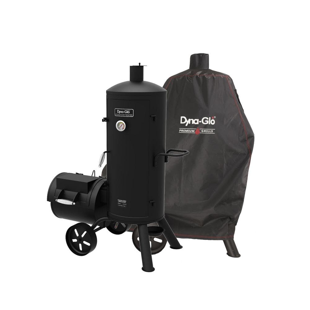 Dyna-Glo Signature Heavy-Duty Vertical Offset Charcoal Smoker and Grill in  Black with Cover DGSS1382VCS-DC - The Home Depot