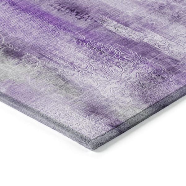 Purple 2 ft. x 8 ft. Woven Border Polyester Runner Indoor/Outdoor Area Rug