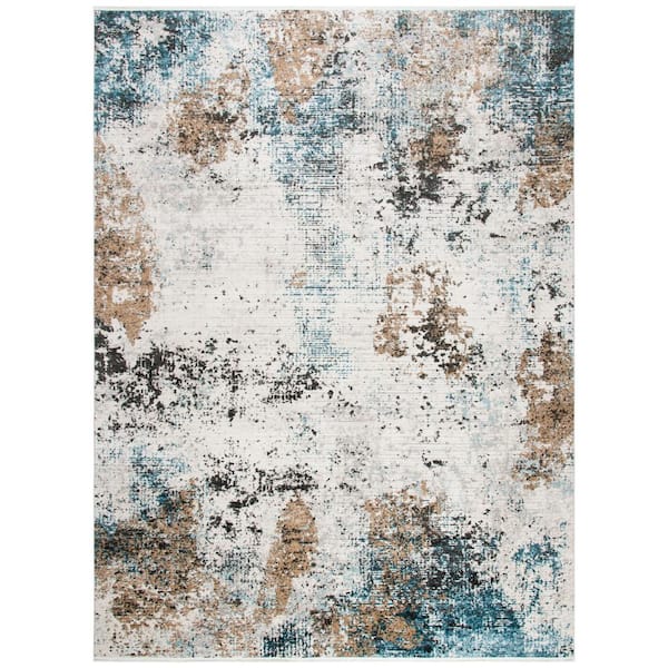 SAFAVIEH Shivan Ivory/Gray 9 ft. x 12 ft. Distressed Geometric Area Rug