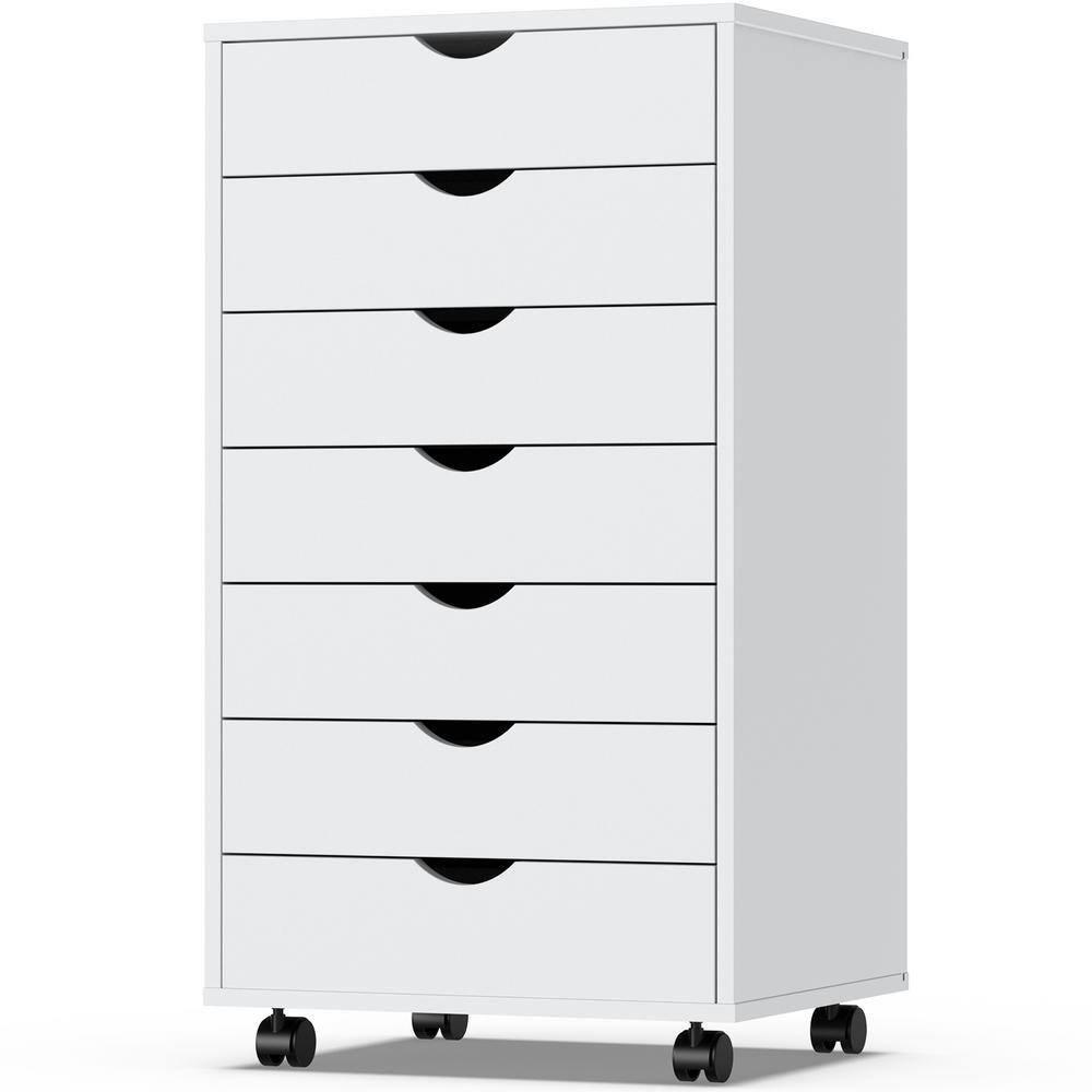 FIRNEWST Yolanda 7Drawer White Wood 19 in. W Office Storage File